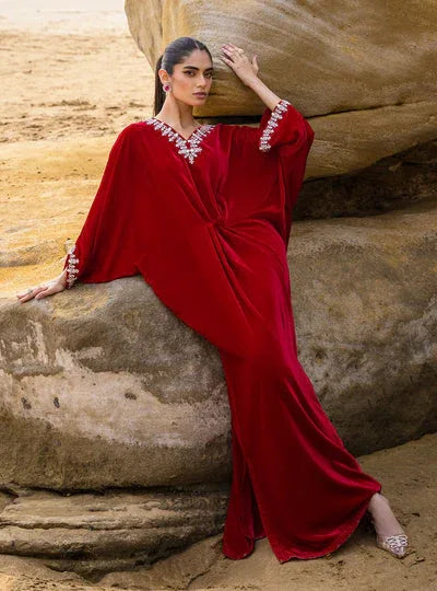 Zainab Chottani | The Kaftan Edit | Capri Red - Rang-e-Khaas