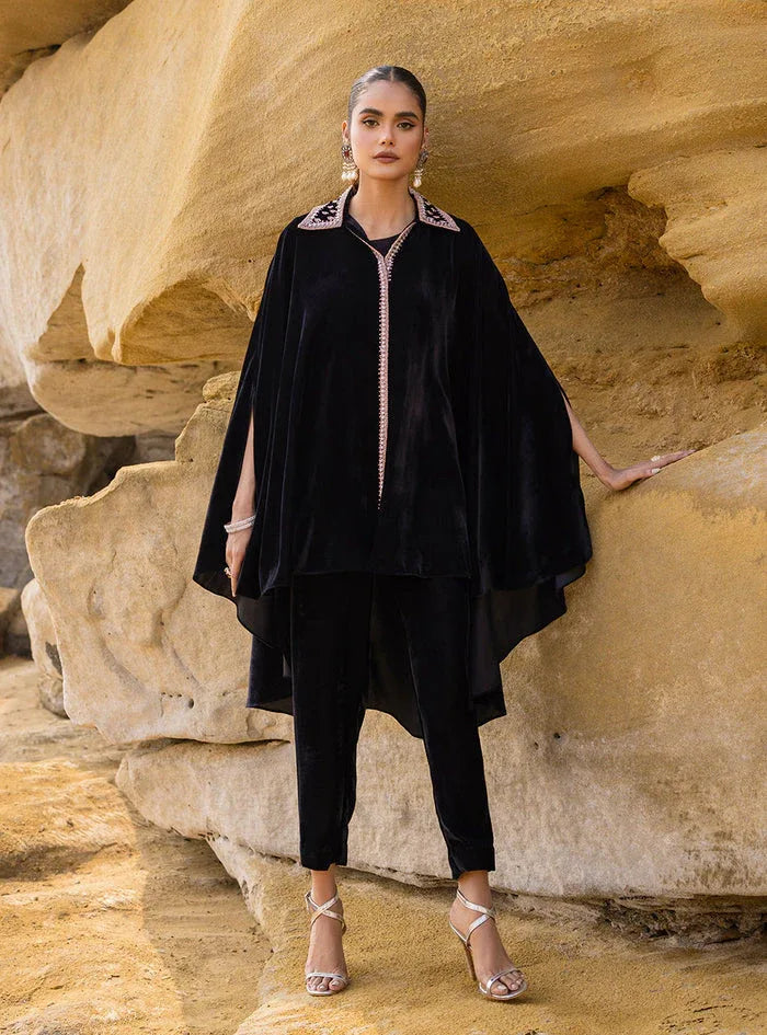 Zainab Chottani | The Kaftan Edit | Black Plum - Rang-e-Khaas