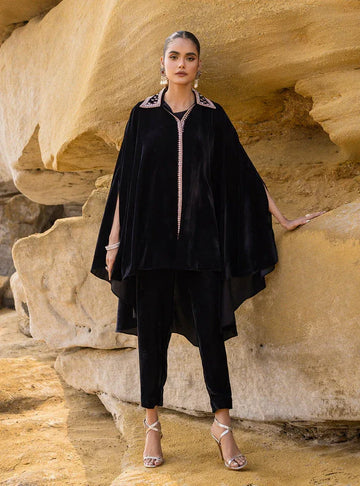 Zainab Chottani | The Kaftan Edit | Black Plum - Rang-e-Khaas