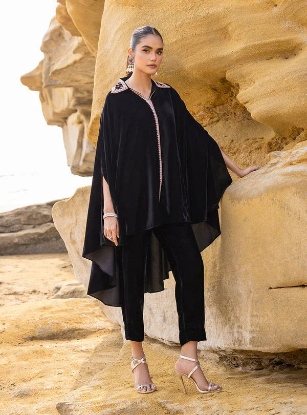 Zainab Chottani | The Kaftan Edit | Black Plum - Rang-e-Khaas