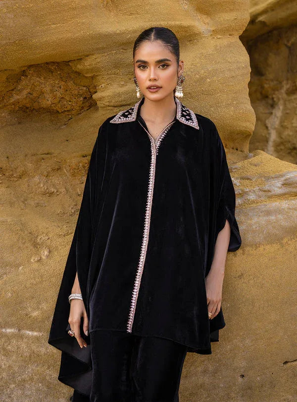 Zainab Chottani | The Kaftan Edit | Black Plum - Rang-e-Khaas