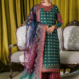 Alizeh Fashion Luxury Embroidered Chiffon 3Pc Suit AF-CH-2174-Nagar C Sea Green