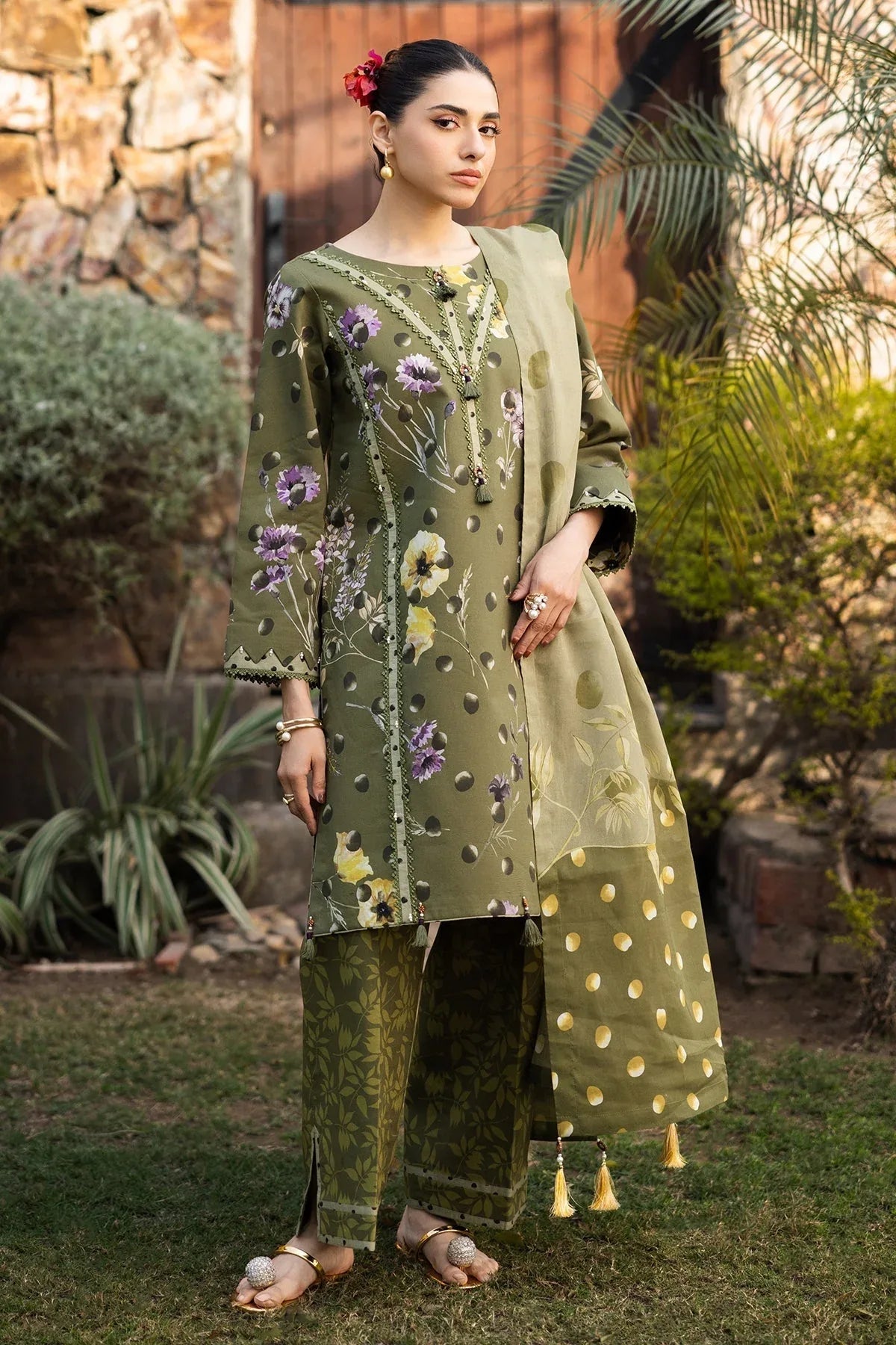 Alizeh | Sheen Lawn Prints 25 | AF-PL-6038-Willow - Rang-e-Khaas