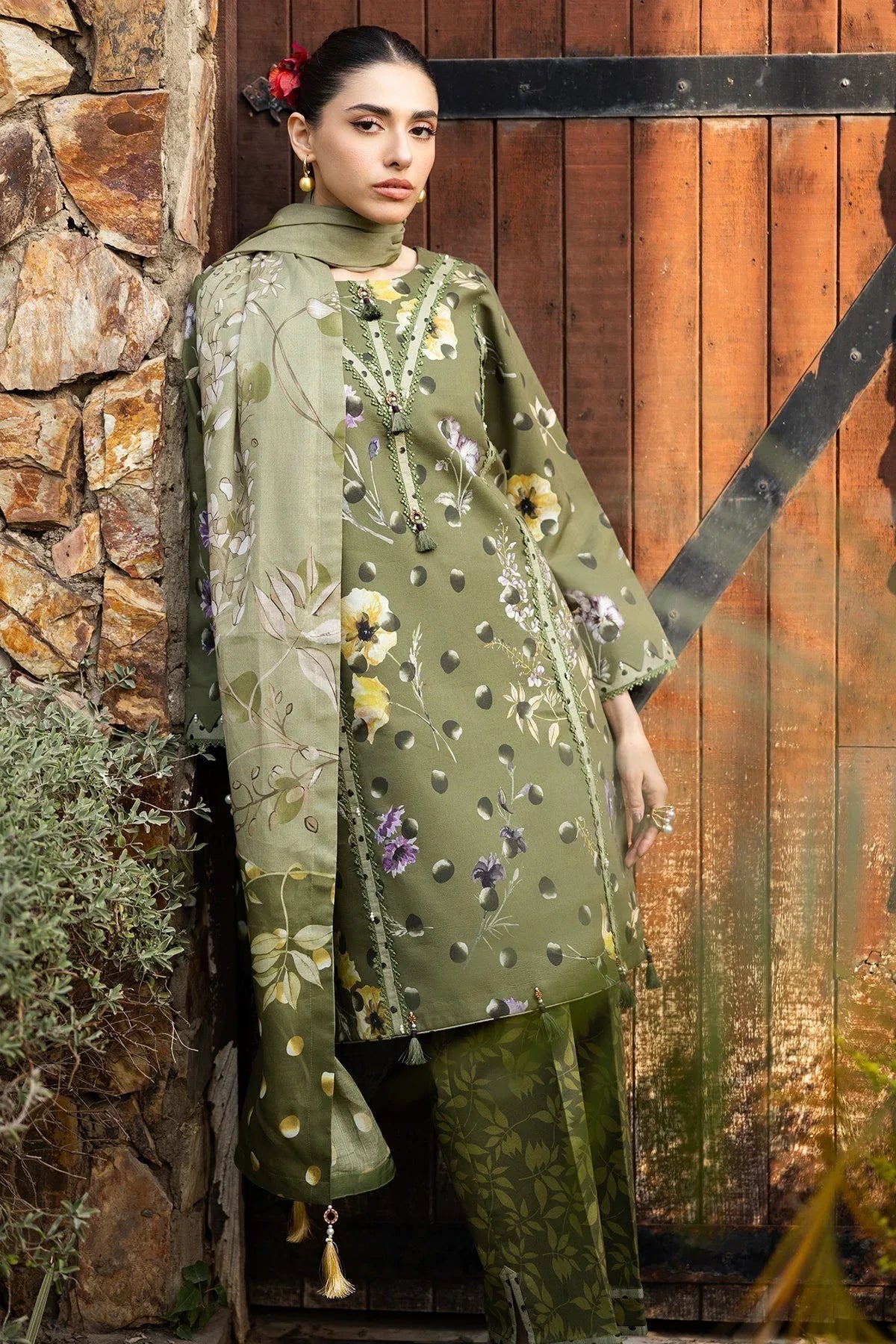 Alizeh | Sheen Lawn Prints 25 | AF-PL-6038-Willow - Rang-e-Khaas