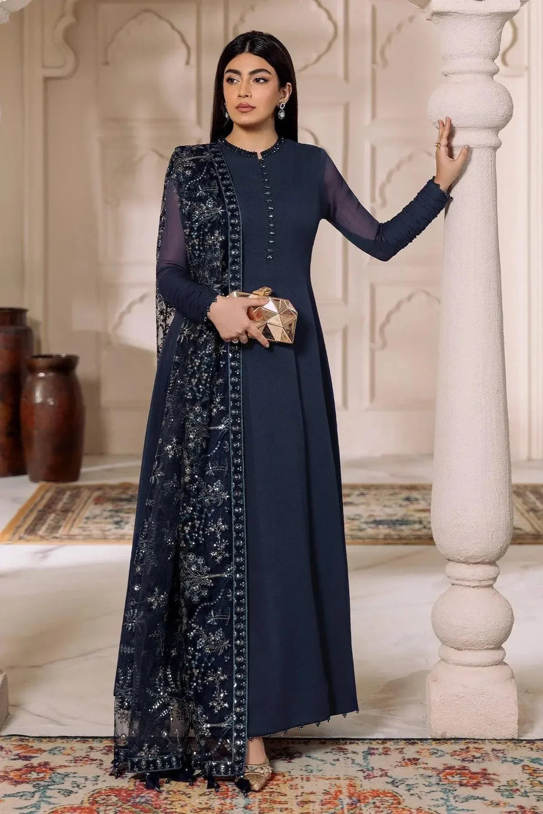 Alizeh | Ready to wear | Navy Blue 3 piece - RTW1012 - Rang-e-Khaas