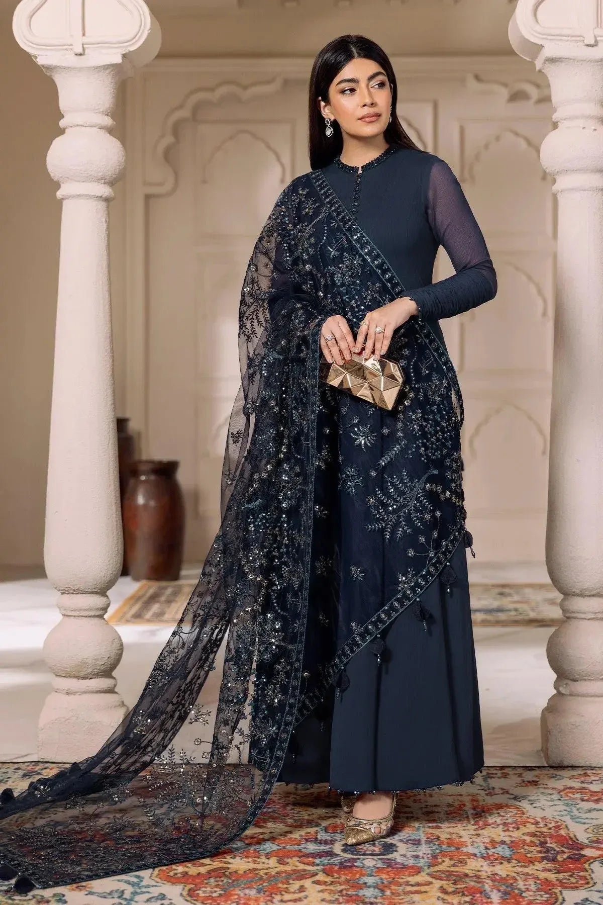Alizeh | Ready to wear | Navy Blue 3 piece - RTW1012 - Rang-e-Khaas