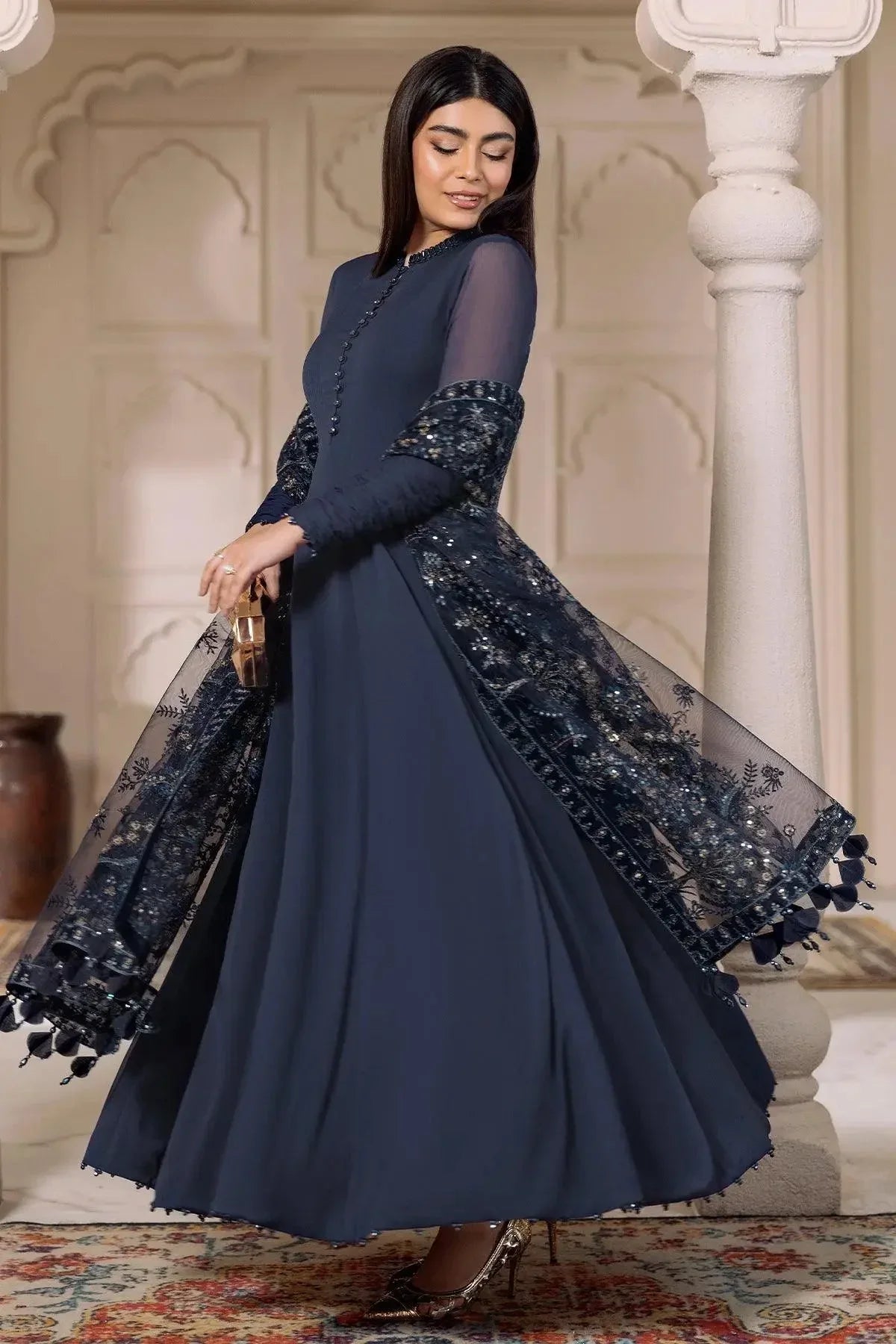 Alizeh | Ready to wear | Navy Blue 3 piece - RTW1012 - Rang-e-Khaas