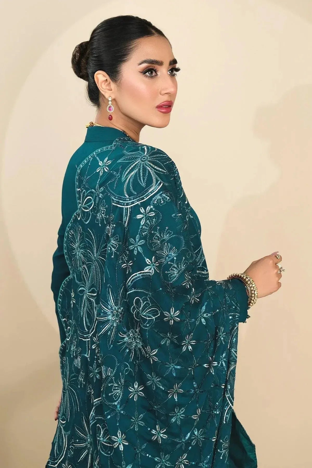 Alizeh | Ready to wear | Sea Green Pepplum 3 piece - RTW1015 - Rang-e-Khaas