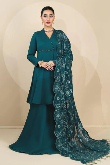 Alizeh | Ready to wear | Sea Green Pepplum 3 piece - RTW1015 - Rang-e-Khaas