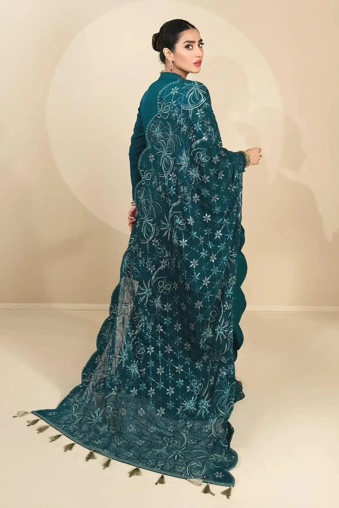 Alizeh | Ready to wear | Sea Green Pepplum 3 piece - RTW1015 - Rang-e-Khaas