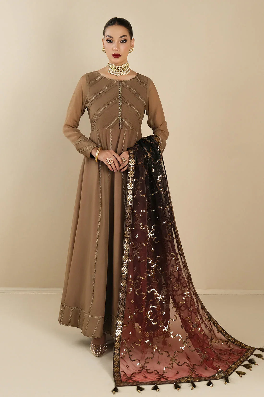 Alizeh | Formals Collection | Rose Beige Dress 3 piece - RTW1017 - Rang-e-Khaas