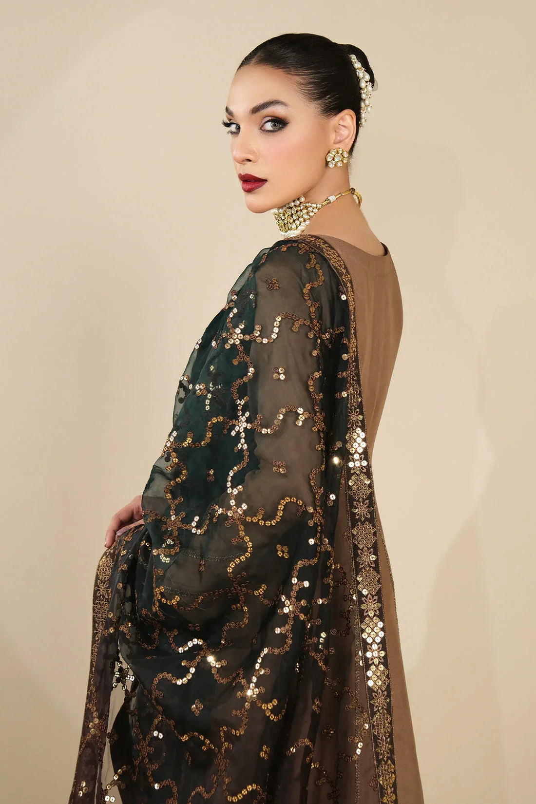Alizeh | Formals Collection | Rose Beige Dress 3 piece - RTW1017 - Rang-e-Khaas