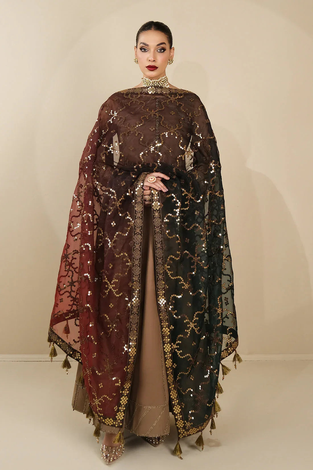 Alizeh | Formals Collection | Rose Beige Dress 3 piece - RTW1017 - Rang-e-Khaas