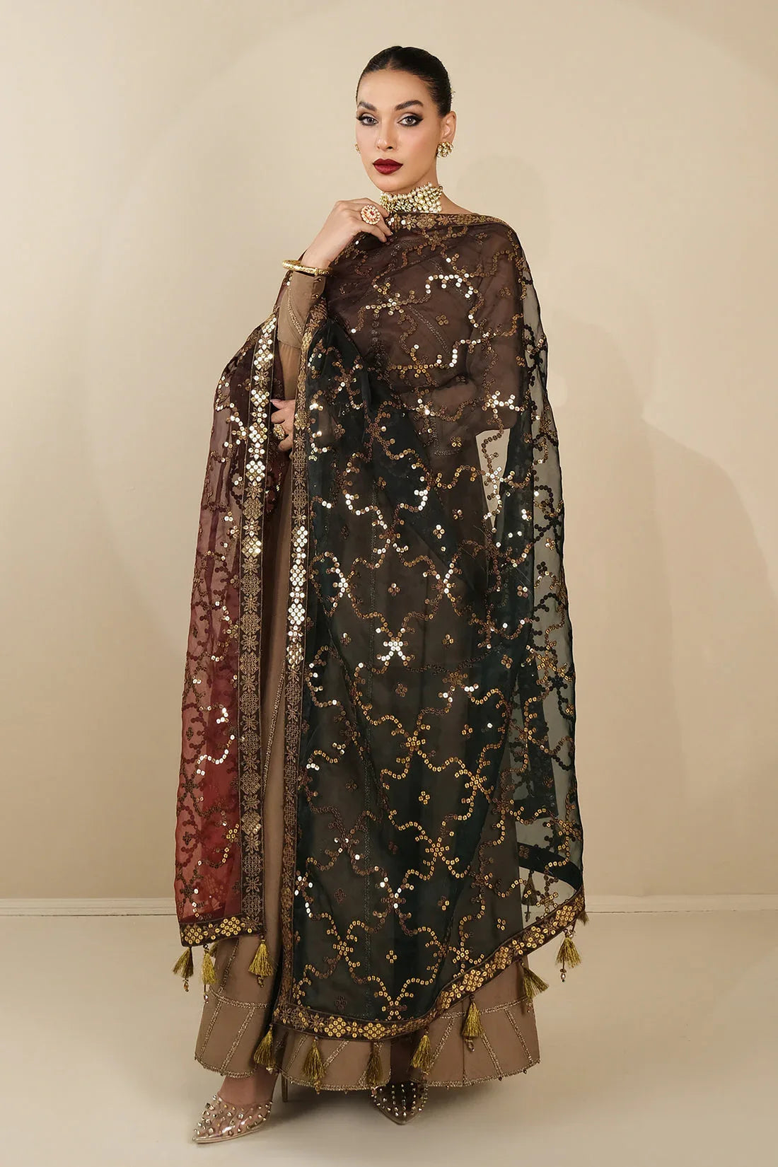 Alizeh | Formals Collection | Rose Beige Dress 3 piece - RTW1017 - Rang-e-Khaas