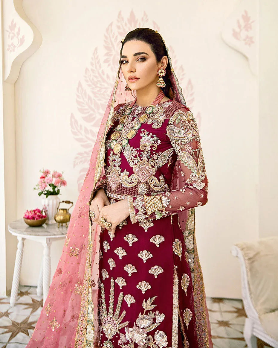 Gulaal | Wedding Formals | Pois Embroidered Net 3-Piece Suit WS-08 - Rang-e-Khaas