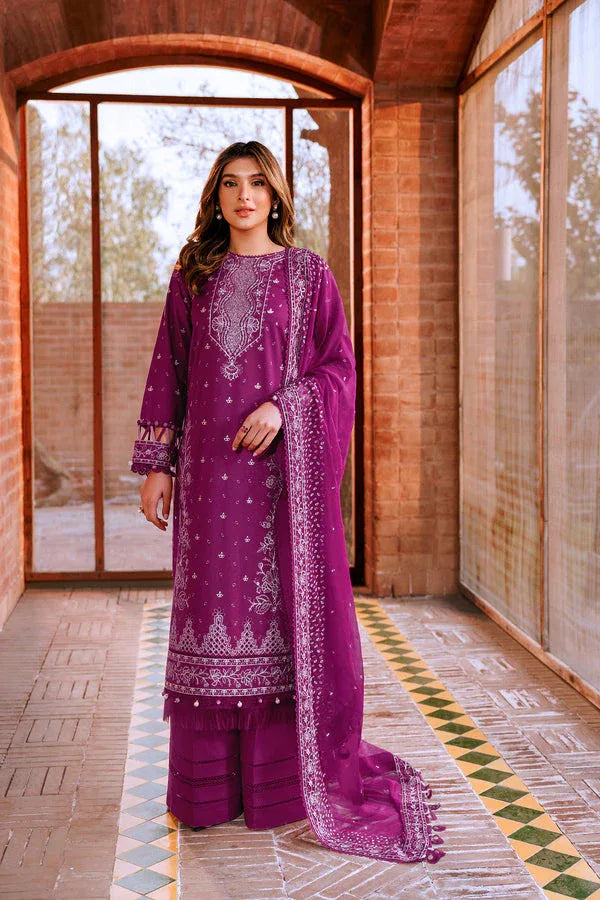 Farasha | Dastoor Embroidered Lawn SS24 | TEMPTING BERY - Rang-e-Khaas