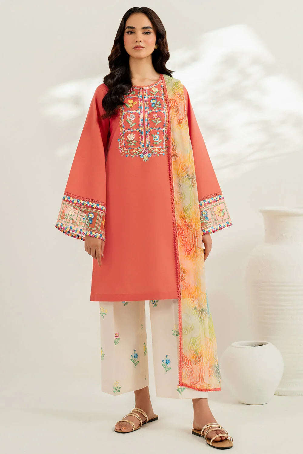 Farasha | Thread Lines Embroidered | Suncharm Glow - Rang-e-Khaas