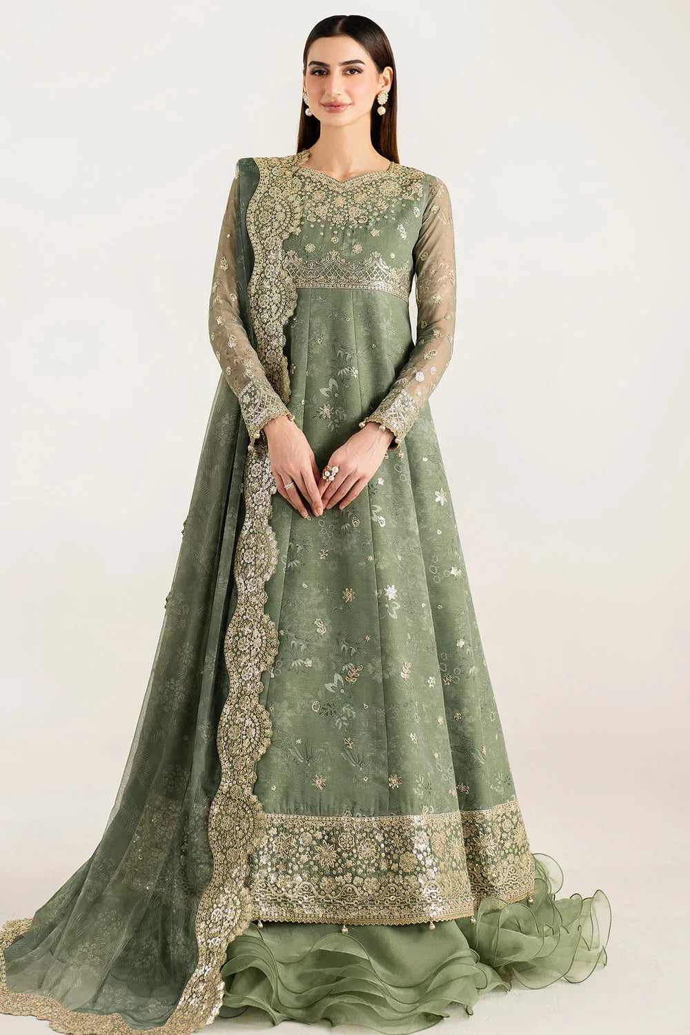 Farasha | Fiorella Formals | Olive Aura - Rang-e-Khaas