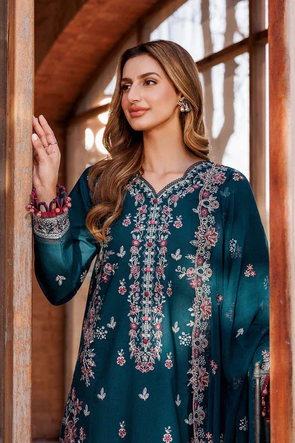 Farasha | Dastoor Embroidered Lawn SS24 | EMERALD CHARM - Rang-e-Khaas