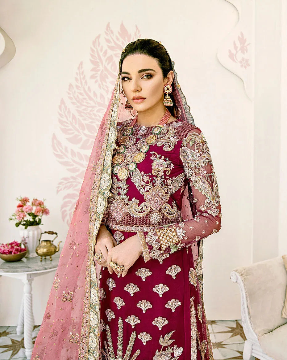 Gulaal | Wedding Formals | Pois Embroidered Net 3-Piece Suit WS-08 - Rang-e-Khaas