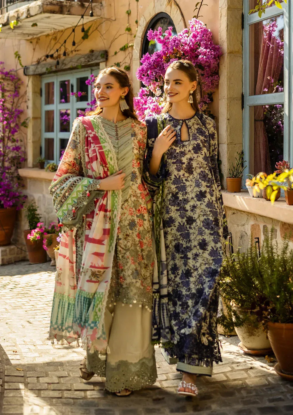 Elaf Premium | Print Chikankari 25 | ELK-01A BLUE BLOSSOM - Rang-e-Khaas