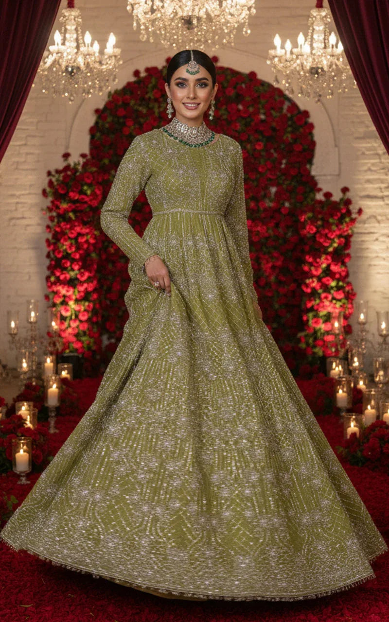 Embroidered Maxi With Dupatta