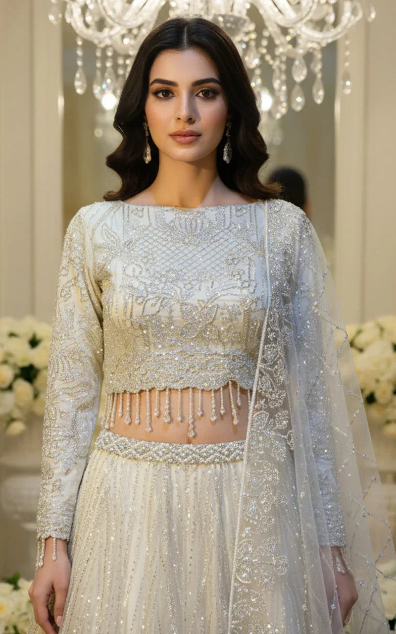 Embroidered Blouse with Lehenga and Dupatta