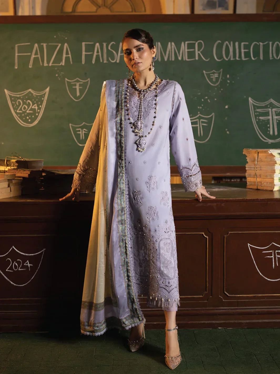Faiza Faisal | Maya Luxury Lawn | Nazali - Rang-e-Khaas