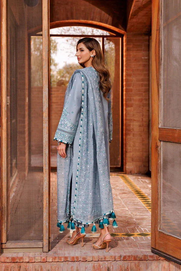 Farasha | Dastoor Embroidered Lawn SS24 | BERYL GREY - Rang-e-Khaas