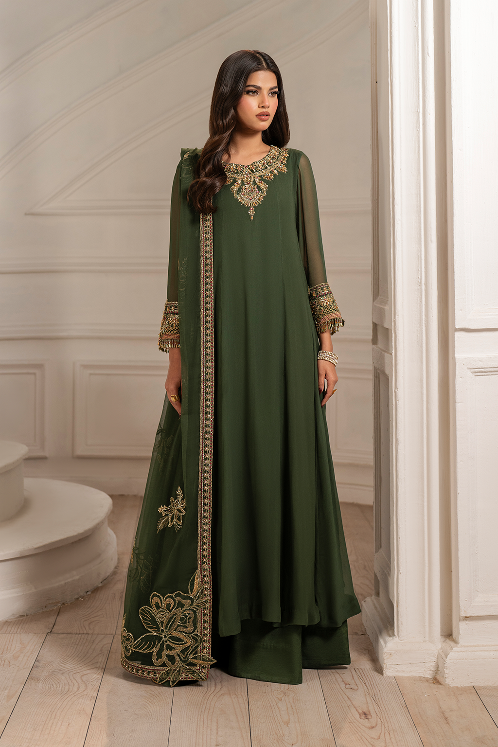 Iznik UE-416 Embroidered Chiffon