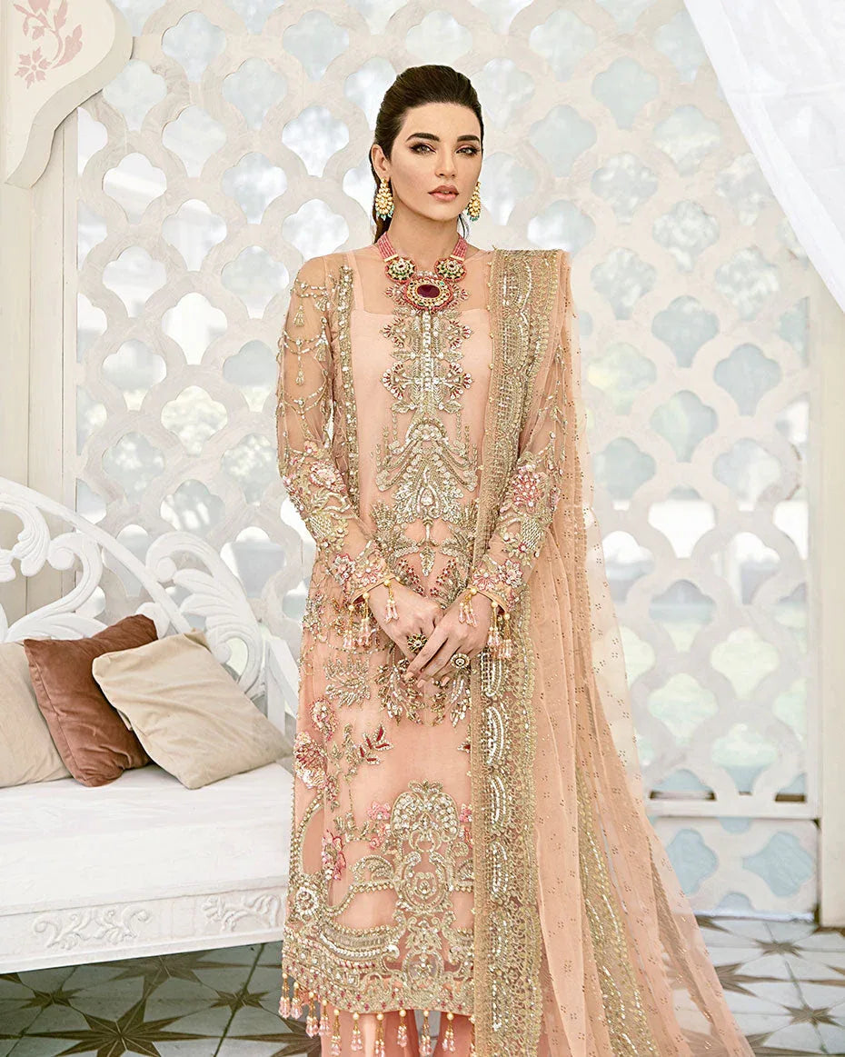 Gulaal | Wedding Formals | VOIR EMBROIDERED NET 3-PIECE SUIT WS-07 - FLEUR DE ROSE WEDDING FORMALS - Rang-e-Khaas