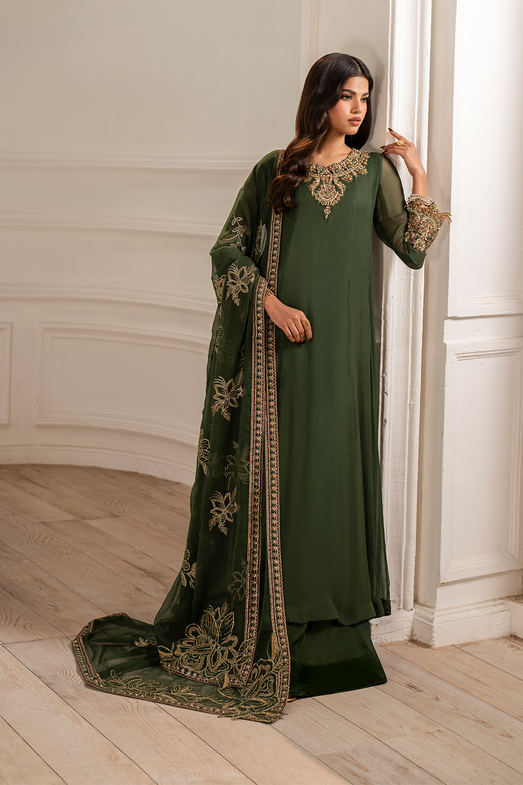 Iznik UE-416 Embroidered Chiffon