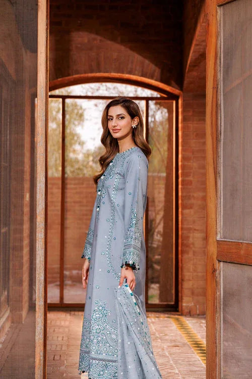 Farasha | Dastoor Embroidered Lawn SS24 | BERYL GREY - Rang-e-Khaas