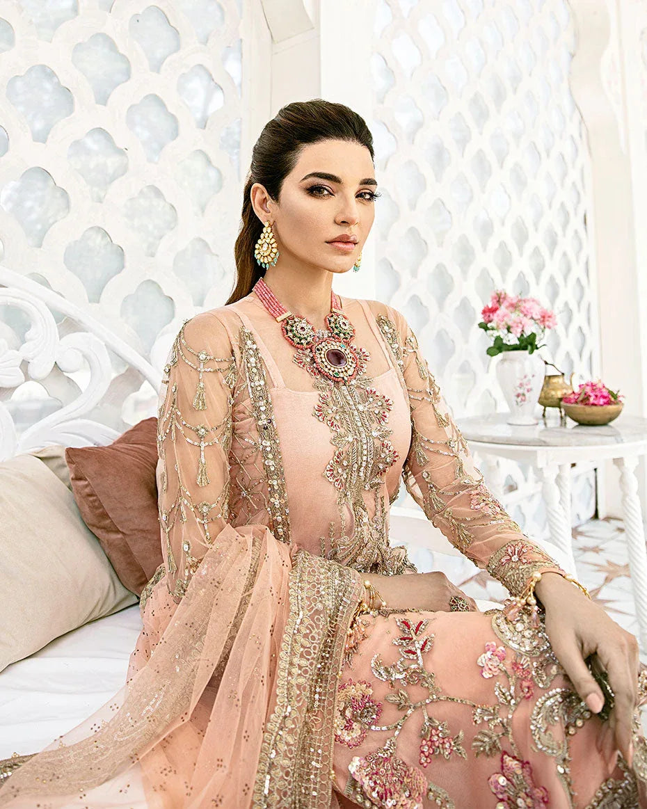 Gulaal | Wedding Formals | VOIR EMBROIDERED NET 3-PIECE SUIT WS-07 - FLEUR DE ROSE WEDDING FORMALS - Rang-e-Khaas