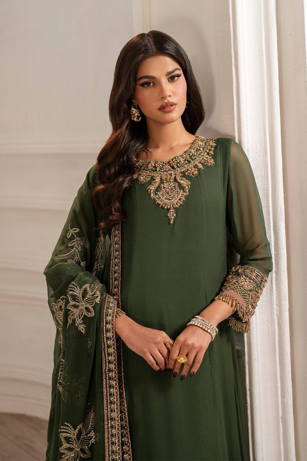 Iznik UE-416 Embroidered Chiffon