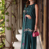 Noor by Saadia Asad | Eid Luxury Schiffli Laserkari 25 | D5- Teal