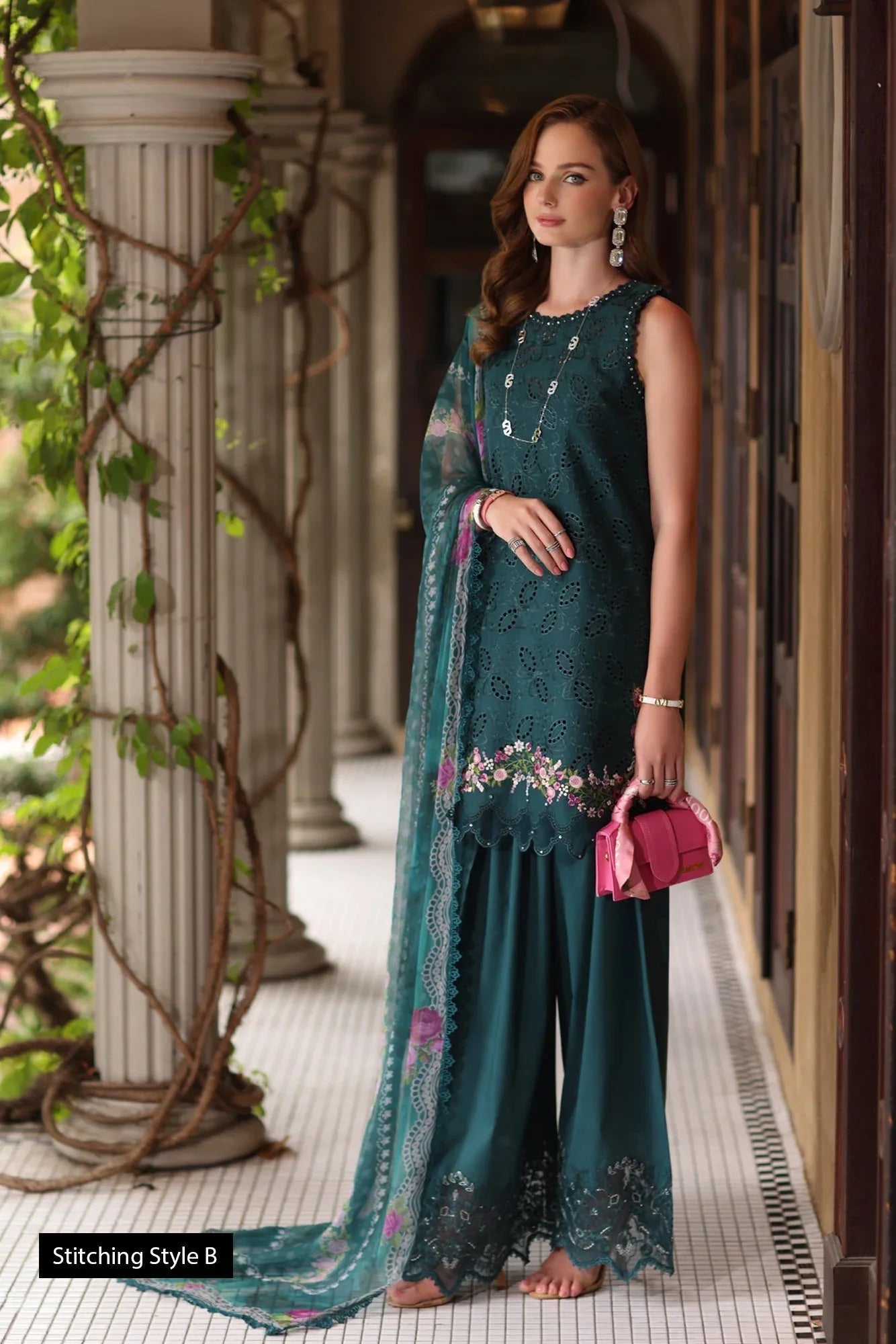 Noor by Saadia Asad | Eid Luxury Schiffli Laserkari 25 | D5- Teal - Rang-e-Khaas