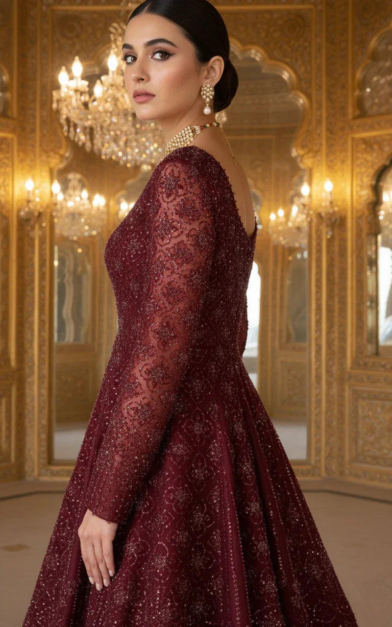 Embroidered Maxi With Dupatta
