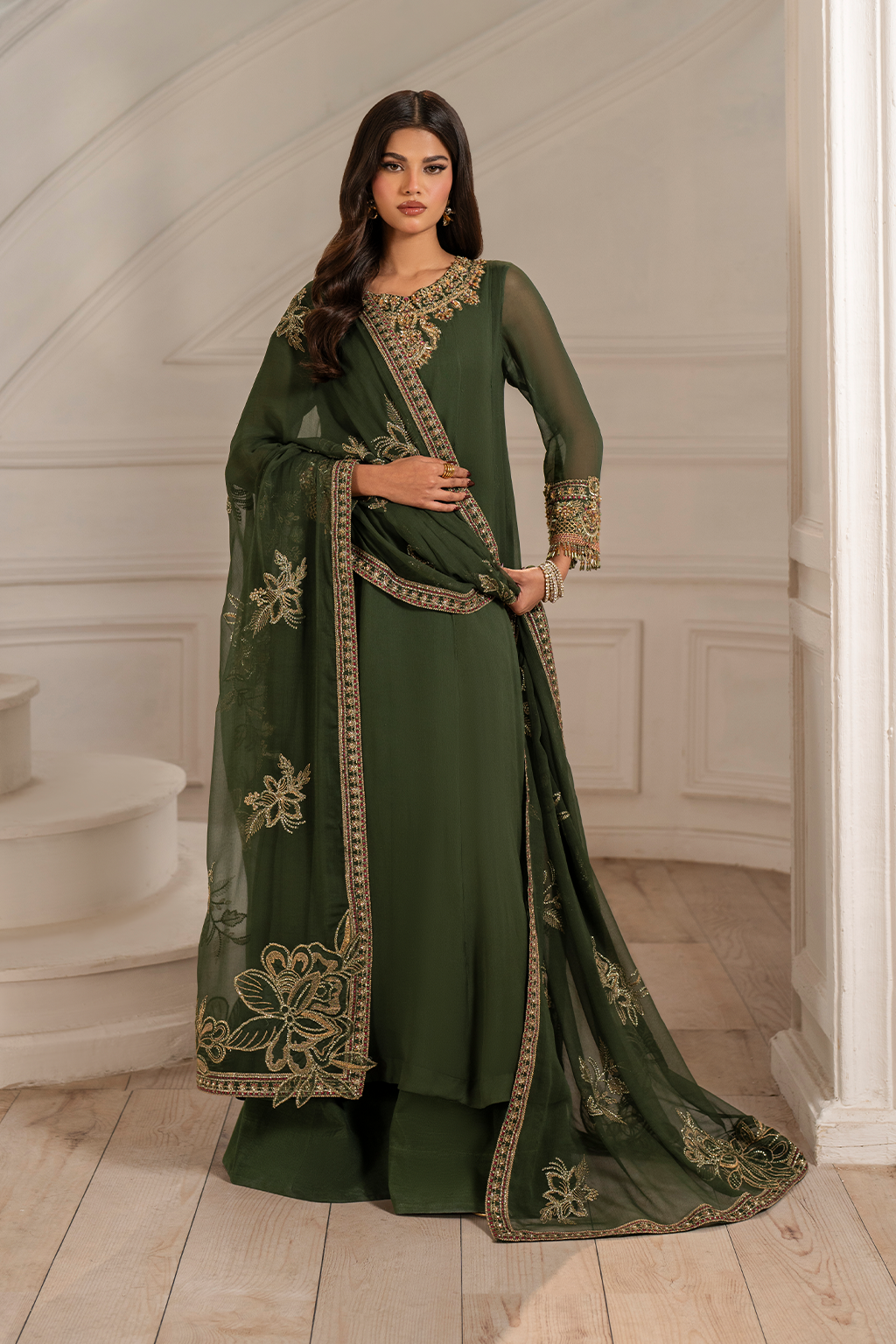 Iznik UE-416 Embroidered Chiffon