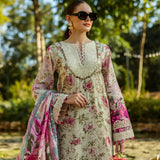 Elaf Premium | Print Chikankari 25 | ELK-06B ROSES & WHITES