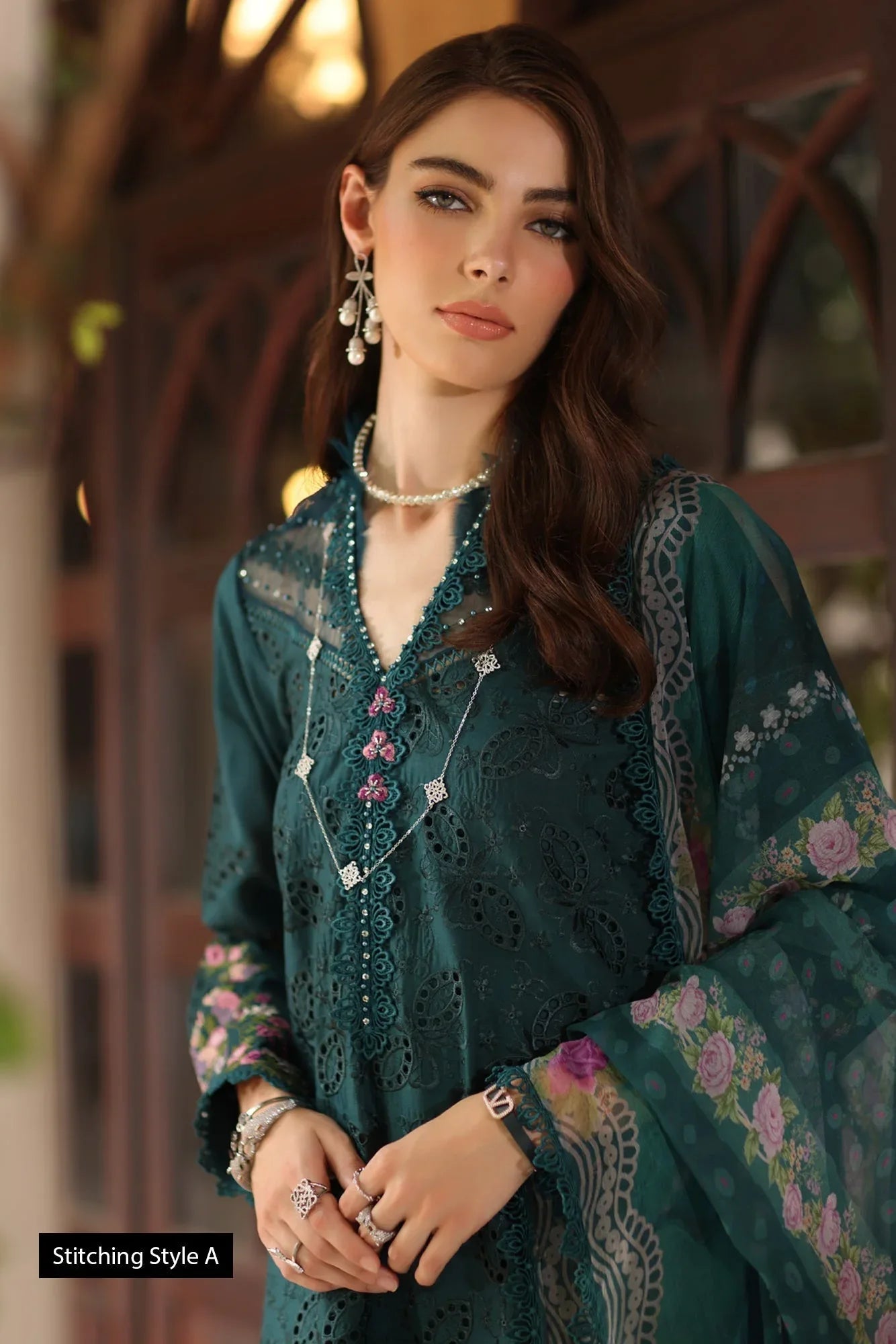 Noor by Saadia Asad | Eid Luxury Schiffli Laserkari 25 | D5- Teal - Rang-e-Khaas