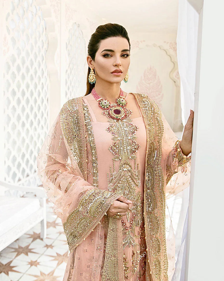 Gulaal | Wedding Formals | VOIR EMBROIDERED NET 3-PIECE SUIT WS-07 - FLEUR DE ROSE WEDDING FORMALS - Rang-e-Khaas
