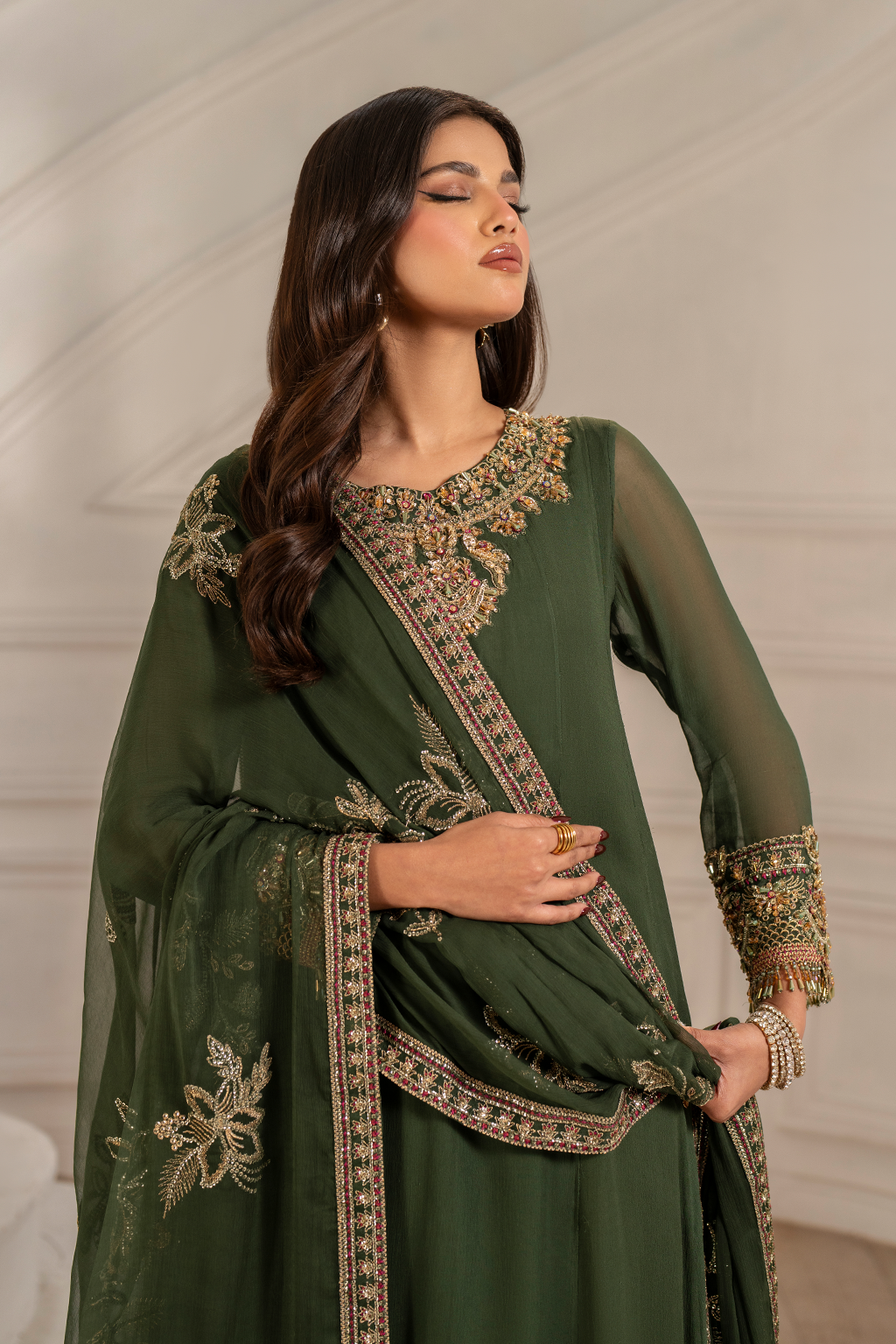 Iznik UE-416 Embroidered Chiffon