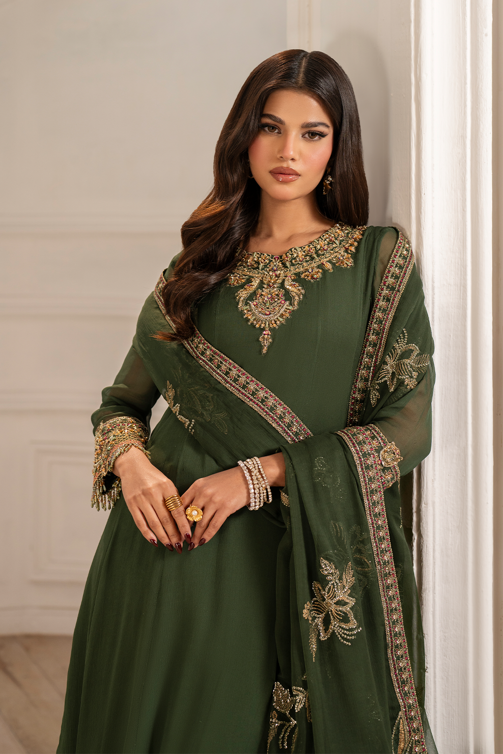 Iznik UE-416 Embroidered Chiffon