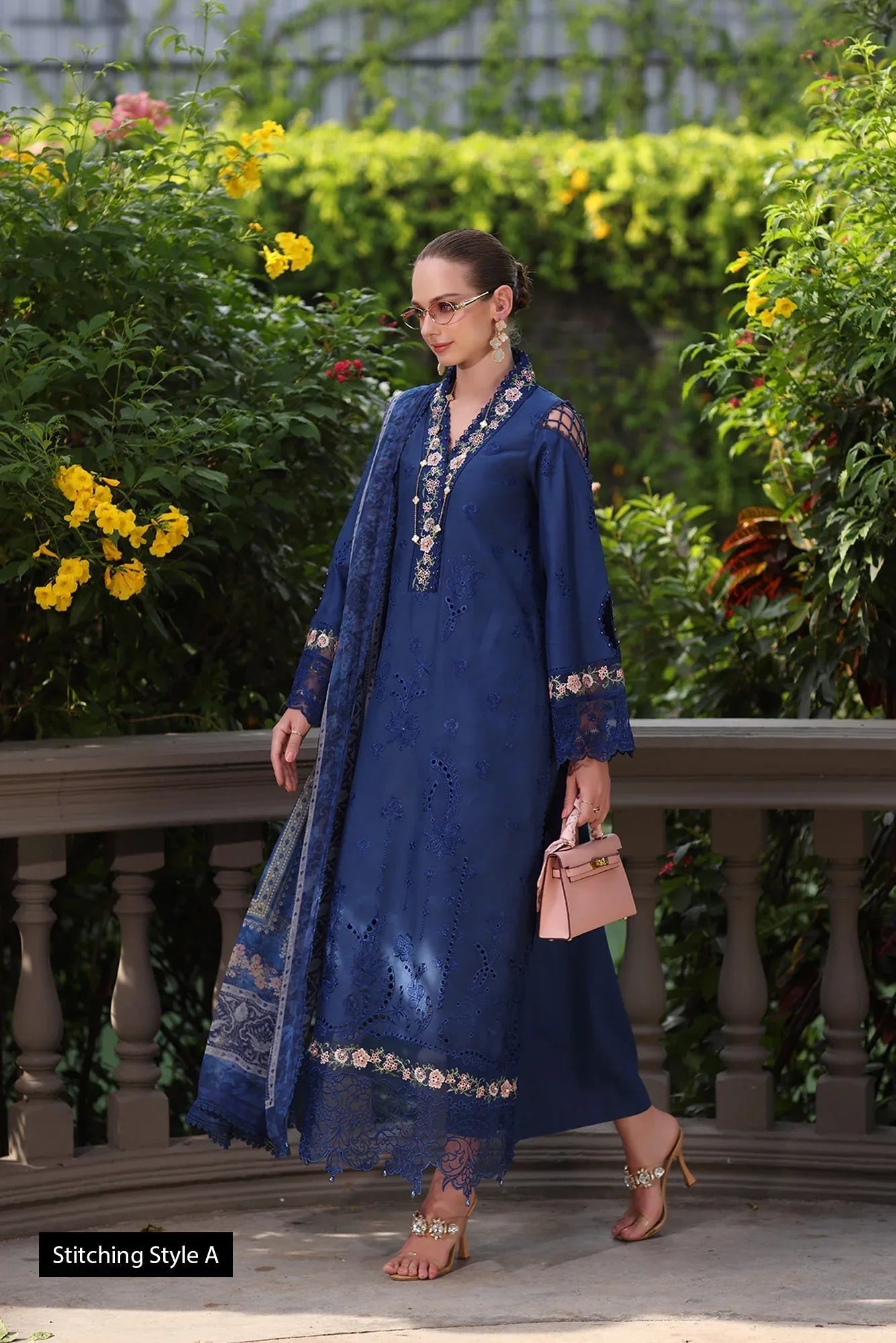 Noor by Saadia Asad | Eid Luxury Schiffli Laserkari 25 | D10- Royal Blue - Rang-e-Khaas