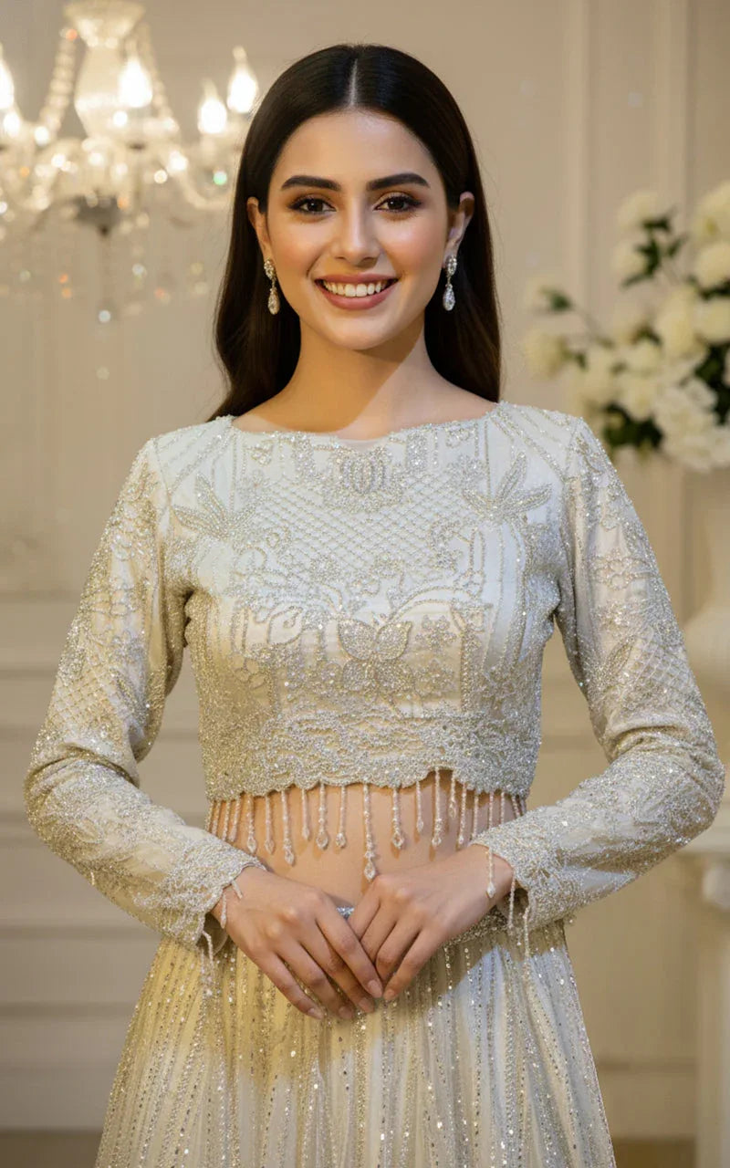 Embroidered Blouse with Lehenga and Dupatta