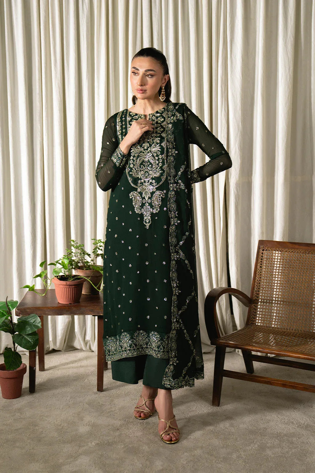 Neeshay | Ready to Wear Chiffon | RTW-CHFN-04 Green - Rang-e-Khaas
