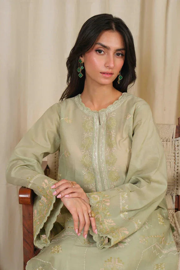 Noor by Saadia Asad | Noor Pret 25 | D4 - Muted Green - Rang-e-Khaas