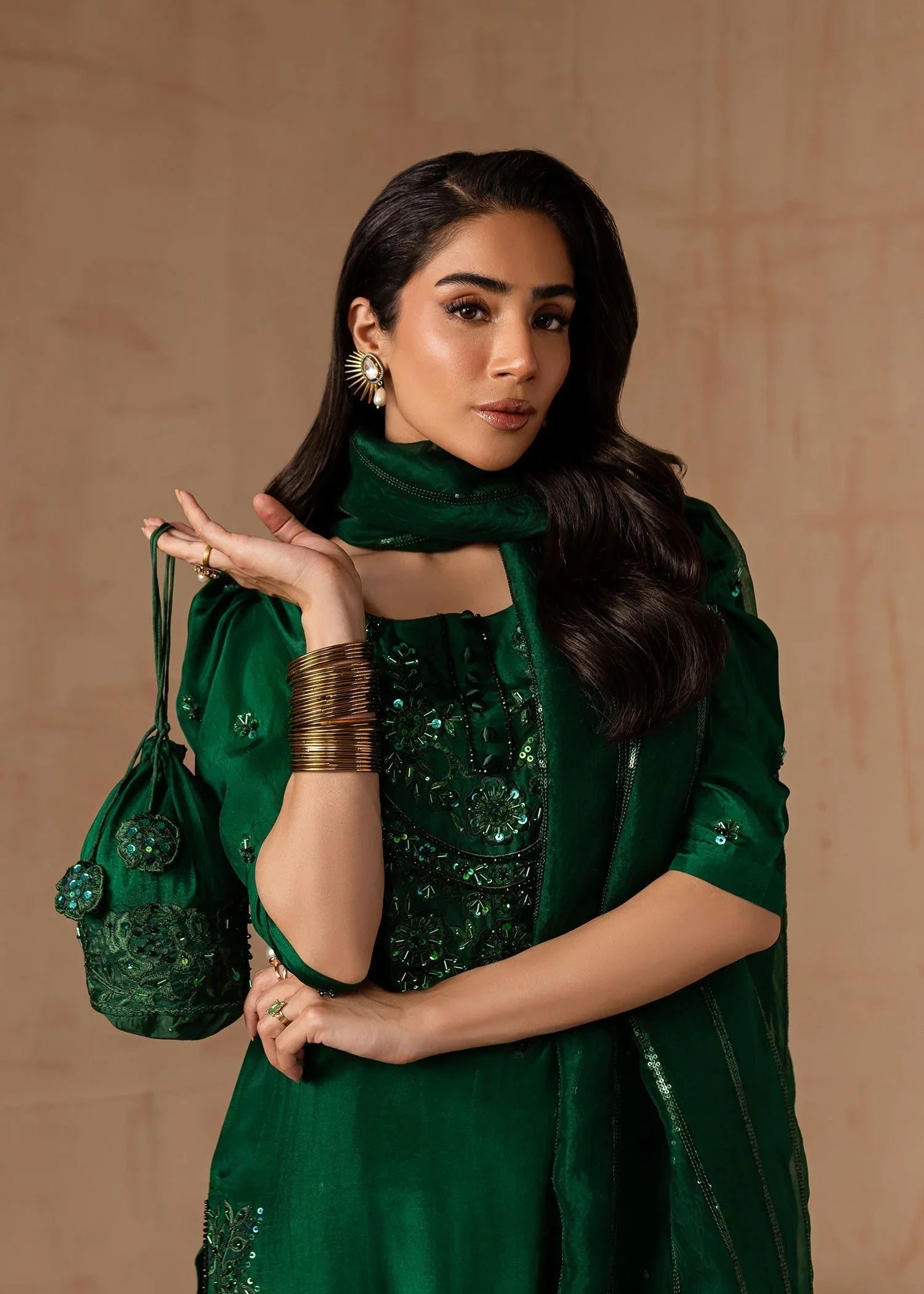 Maria Osama Khan | Noir Bliss Luxury Formals | Emerald Green - Rang-e-Khaas