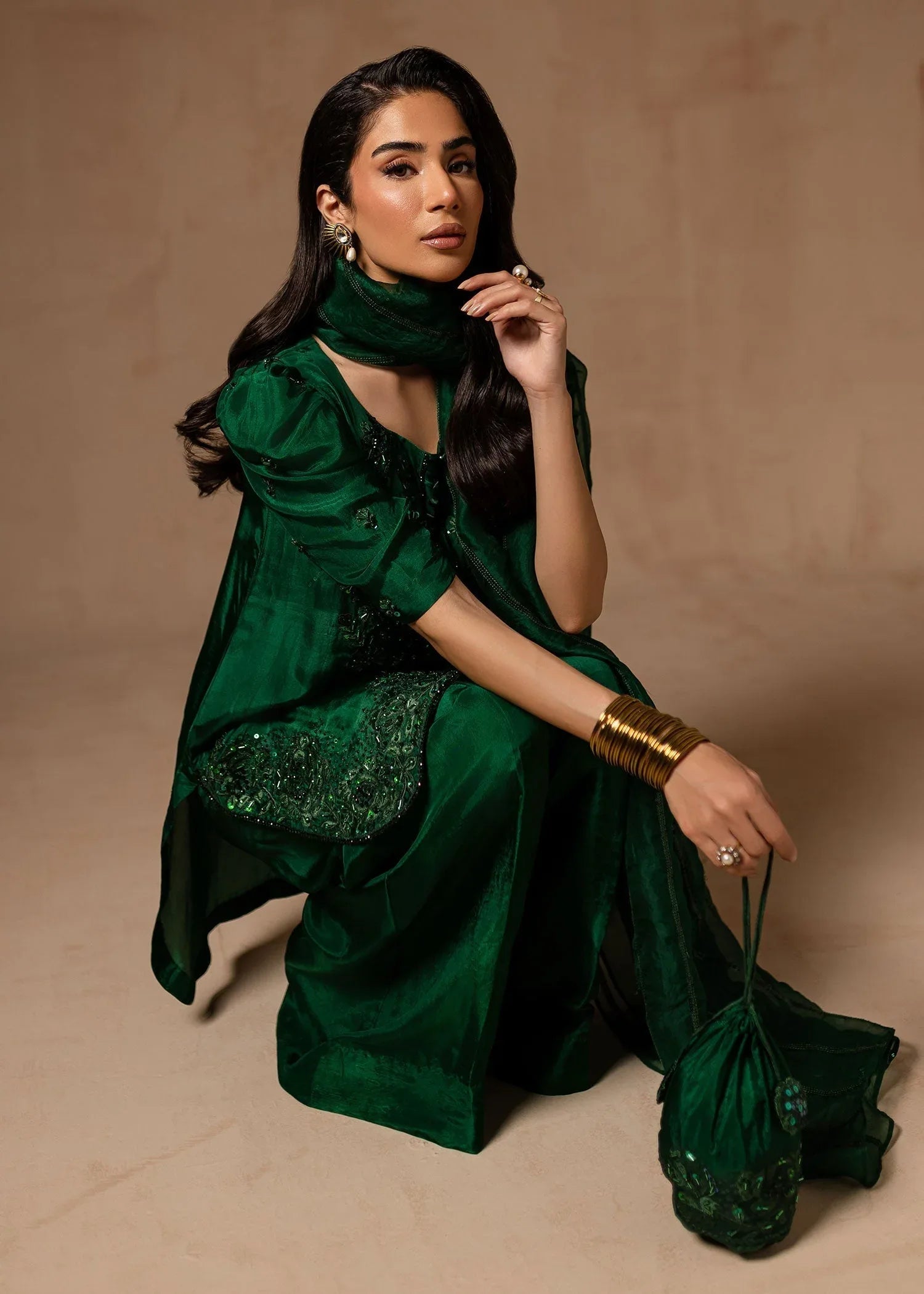Maria Osama Khan | Noir Bliss Luxury Formals | Emerald Green - Rang-e-Khaas